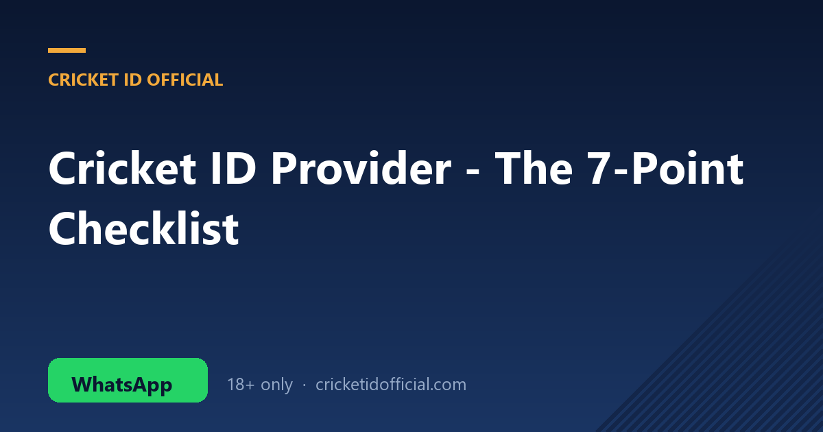 Cricket ID provider checklist