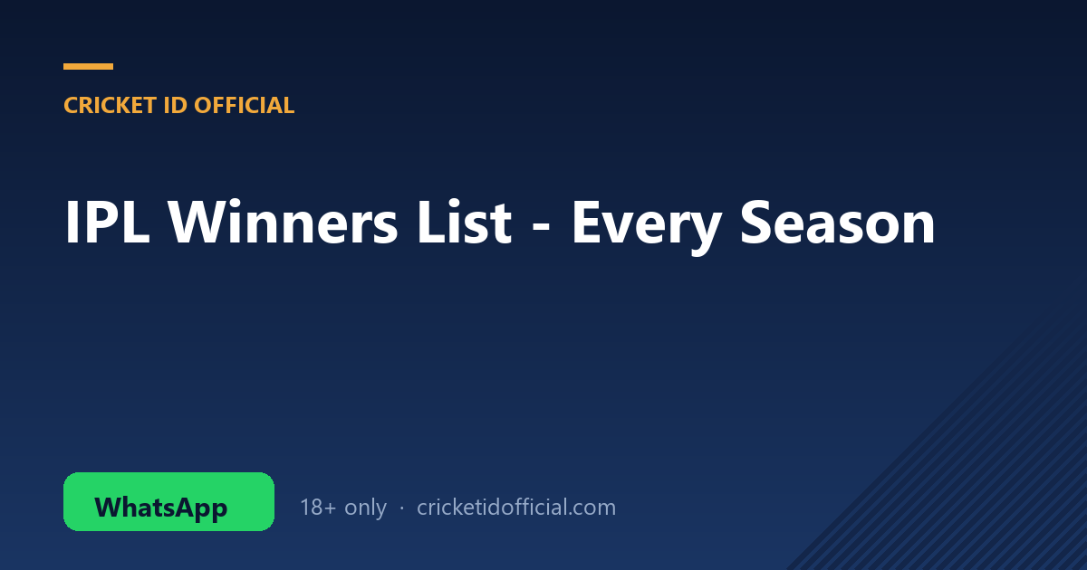 IPL winners list 2008 to 2026