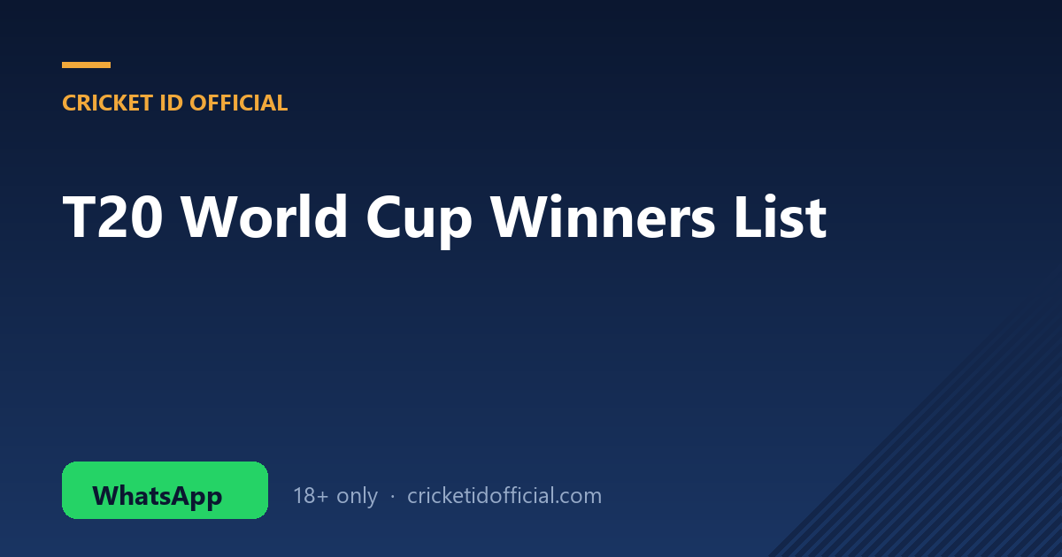 T20 World Cup winners list 2007 to 2026